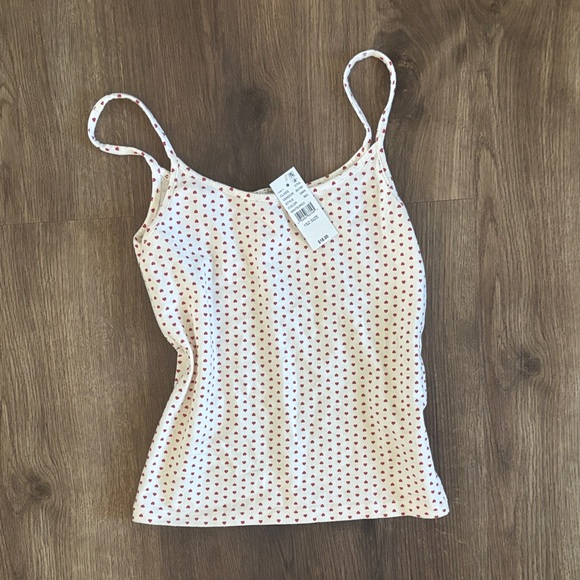 Brandy Melville Tops - Brandy Melville Cream Camisole with Red Hearts